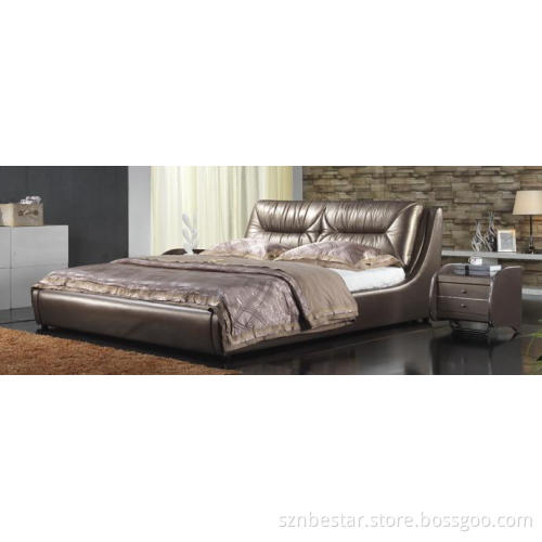 French Style Bedroom Set- Leather Bed with Crystal Decoration (6019)
